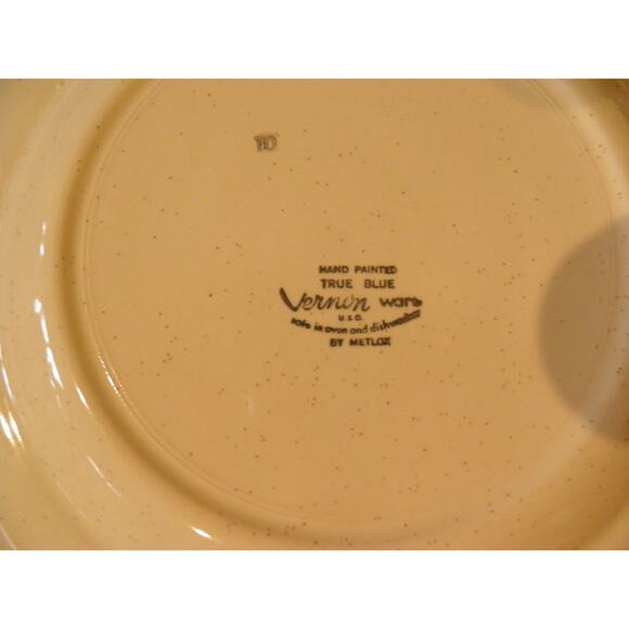 Dinner Plates Vernon Ware By Metlox True Blue Hand Painted Blue Flower Set of 2 - Picture 6 of 13